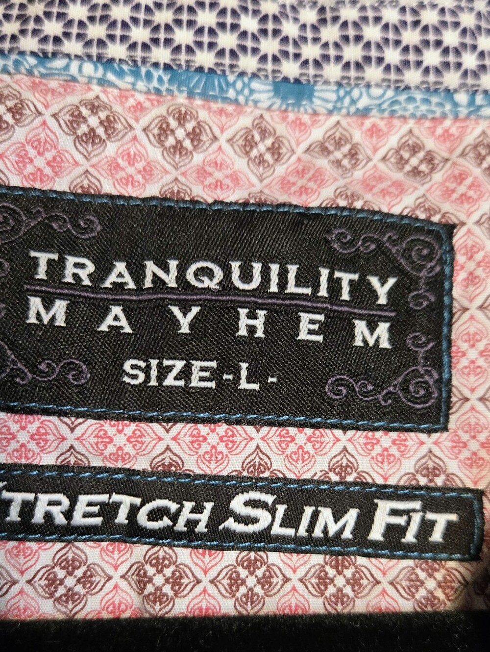 Tranquility Mayhem Geometric Micro-Print Button Down Shirt Slim Fit